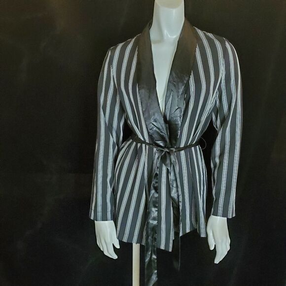 Zara Basic Black & White Striped Kimono Jacket (XS) - Picture 7 of 10